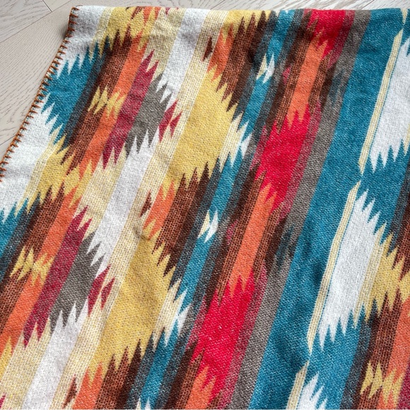 Rhonda Stark Western Southwestern Pattern Wool Blend Turtleneck Poncho Cape - Picture 6 of 13